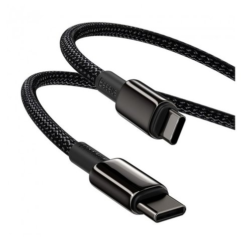 USB кабель Baseus Tungsten Gold, 2xUSB тип-C, 200 см, 100 Вт, чорний, в нейлоновому обплетенні, #CATWJ-A01 Прев'ю 1