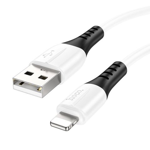 USB кабель Hoco X82, USB тип-A, Lightning, 100 см, 2,4 А, белый, силиконовый, #6931474768544 Превью 1