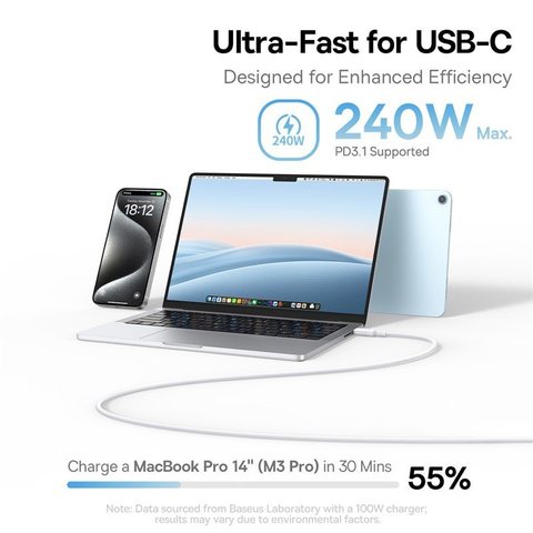 USB Cable Baseus PicoGo, (2xUSB type-C, 100 cm, 240 W, pink, silicone, magnetic) #P10376800411-00 Preview 5