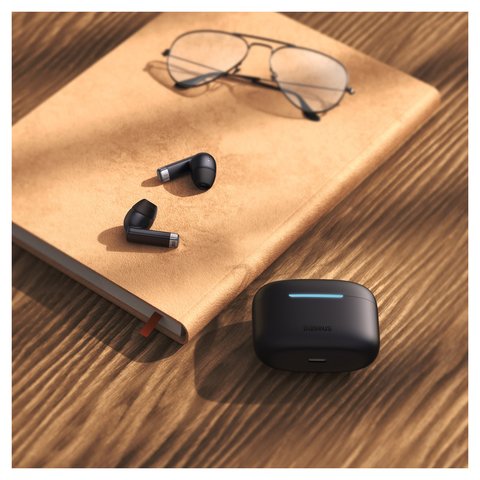 Гарнітура Baseus Bowie E9, вакуумна, бездротова, чорна, із зарядним кейсом, з USB кабелем тип-C, #NGTW120001 Прев'ю 1