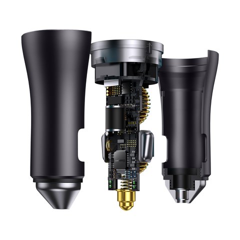 Автомобільний зарядний пристрій Baseus Golden Contactor Pro, сіре, Quick Charge, 40 Вт, 5 А, 2 порта, 12-24 B, #CGJP000013 Прев'ю 2