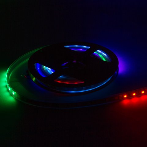 Светодиодная лента RGB SMD5050, WS2812B (c  управлением, черная, IP67, 5 В, 60 диодов/м, 1 м) Превью 1